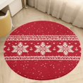 thumbnail image 1 of Red Knit Snowflake Pattern Round Area Rugs for Bedroom Living Room, 3FT Soft Indoor Circle Carpets, Carpet Home Decor Floor Mat, 1 of 6