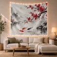 thumbnail image 1 of Red Koi Fish in Misty Mountains with Cherry Blossoms, Serene Japanese Inspired for Zen Art Lovers, Peaceful Nature Wall Decor, Housewarming Gift Tapestry Wall Hanging for Bedroom and Living Room, 1 of 7