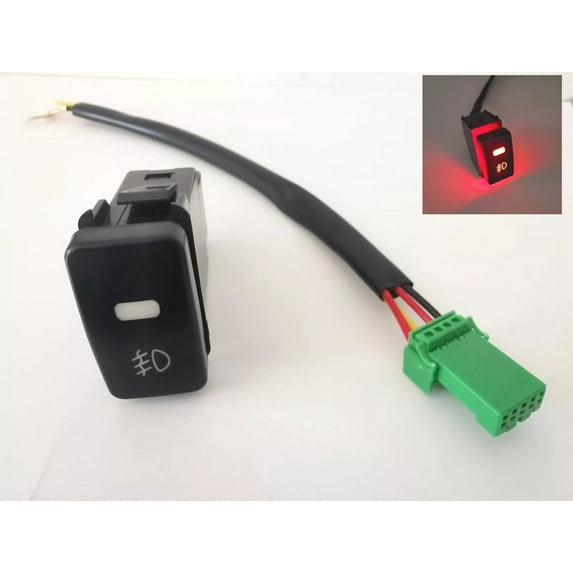 Red LED Backlit Fog Light ON/OFF Switch Kit w/ Switch Plug With 6" Extension Wires for 2006-2009 Toyota 4Runner