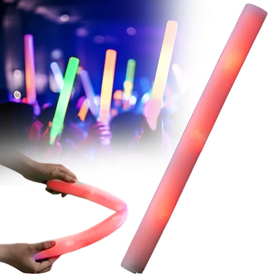 Red LED Light-Up Foam Glow Stick – Reusable Concert Cheer Stick for Wedding, New Year & Party (Plastic)