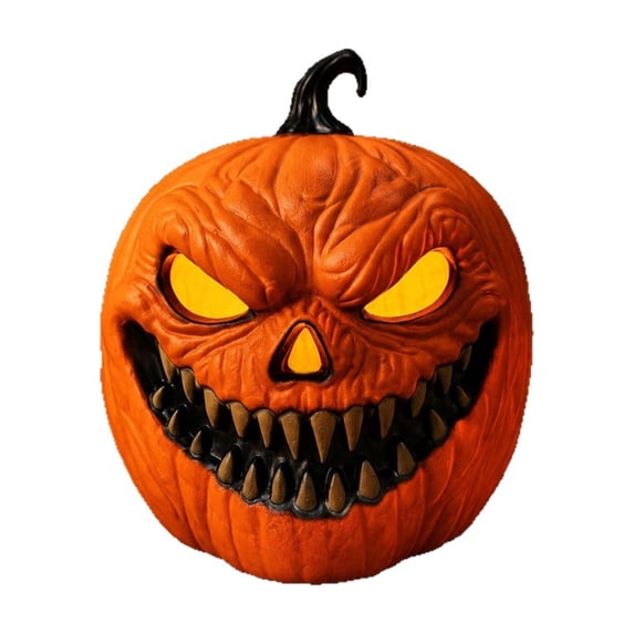 Red LED Pumpkin Lantern with Carved Face Battery Powered Plastic Halloween Tabletop Light for Indoor Entryway Virelaxpo