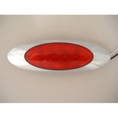 Red LED RV Truck Trailer Side Marker Clearance Lights / Chrome Bezel