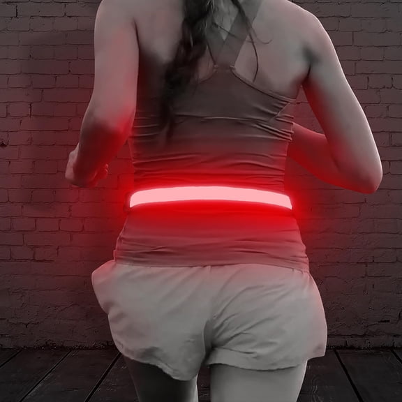 Red LED Running Belt Rechargeable Light Up Sash for Cycling Hiking Camping Nighttime Activities