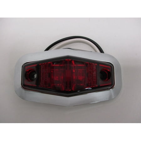 Red LED Truck Camper Trailer Side Marker Clearance Light / Chrome Plastic Base