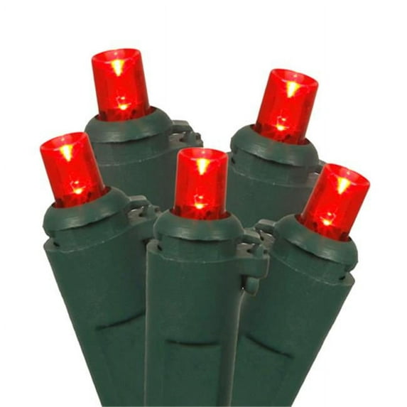 Red LED Wide Angle Christmas Lights, Green Wire, Set Of 100