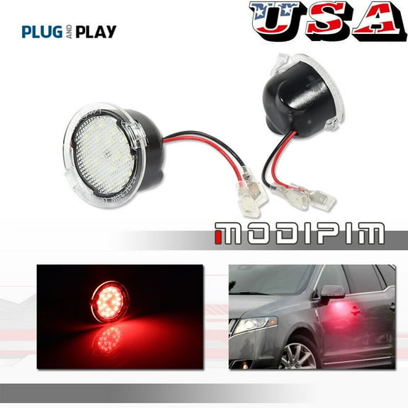 Red LED side mirror puddle light for Ford F-150 Expedition Explorer Taurus-