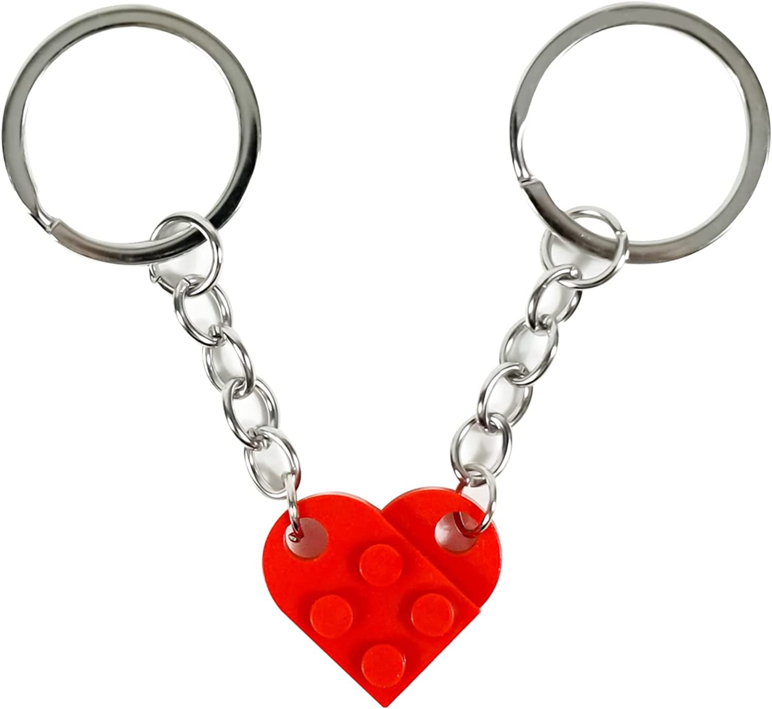 BrickCrafts Basic LEGO Brick Heart Keychain Set (Set of 2) - 17 colors  mix/match