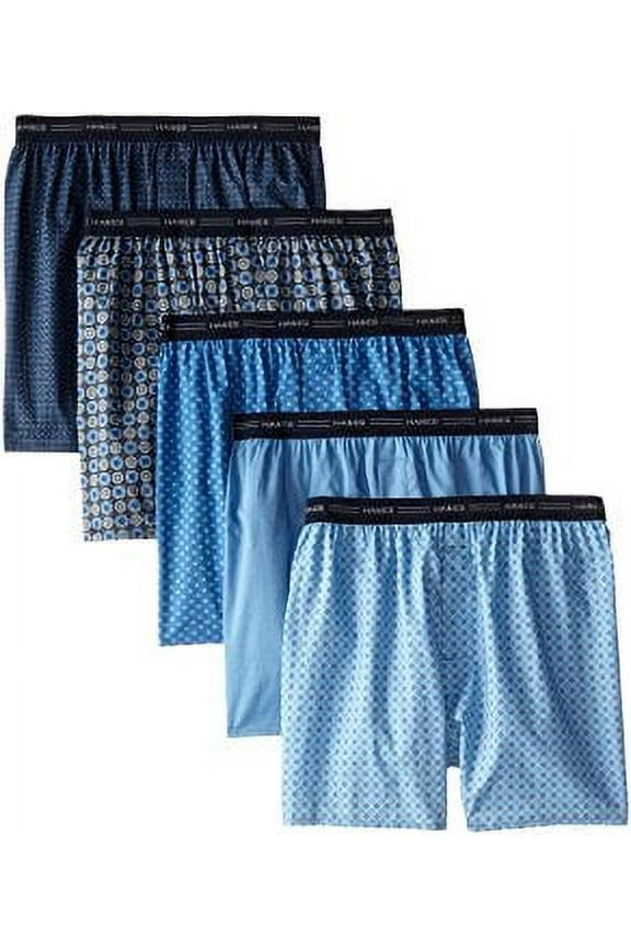 Red Label Men's 5-Pack Printed Woven Exposed Waistband Boxers