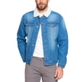 thumbnail image 1 of Red Label Men’s Classic Sherpa Lined Cotton Denim Jean Button Up Trucker Jacket (Dark Blue, M), 1 of 4