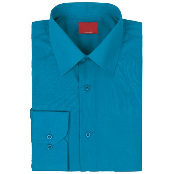 Red Label Men's Long Sleeve Slim Dress Shirt D-10 (Turquoise, XL)