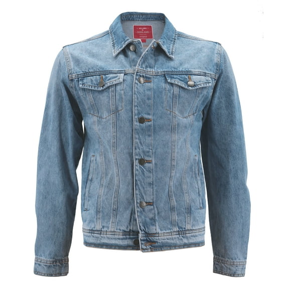 Red Label Men’s Premium Casual Faded Denim Jean Button Up Cotton Slim Fit Jacket (Light Blue, 4XL)