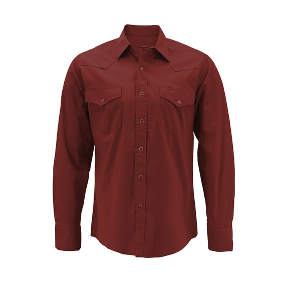 Red Label Pearl Snap Western Long Sleeve Slim Fit Shirt D-20 (2XL, Burgundy)