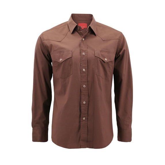 Red Label Pearl Snap Western Long Sleeve Slim Fit Shirt D-20 (2XL, Chocolate)