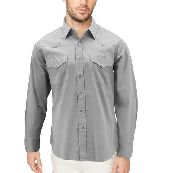 Red Label Pearl Snap Western Long Sleeve Slim Fit Shirt D-20 (M, Silver)