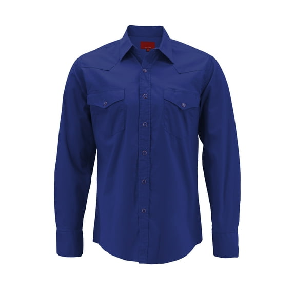 Red Label Pearl Snap Western Long Sleeve Slim Fit Shirt D-20 (S, Dark Blue)