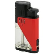 Red Lacquer Vector Twister Dual Flame Jet Torch Cigar Butane Lighter - 9311