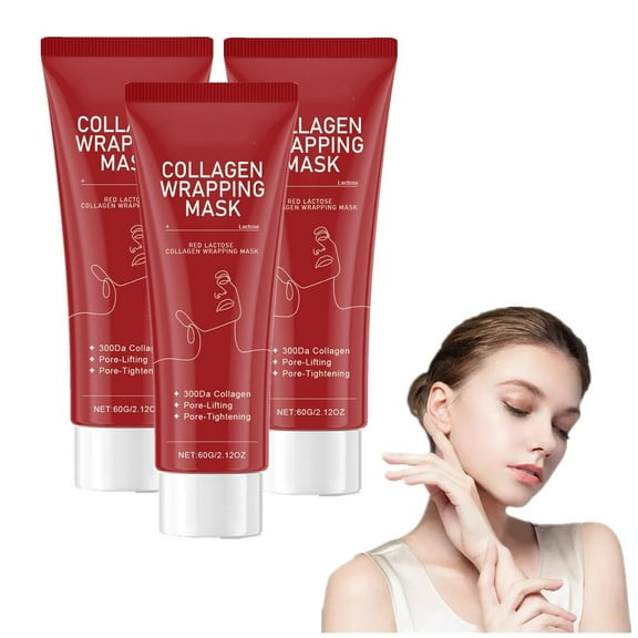 Red Lacto Collagen Wrapping Mask - Collagen Wrapping Peel Off Facial Mask Pore Tightening, Collagen Peel-off Anti-wrinkle Lifting Glowing Face Mask, Korean Skin Care Mask