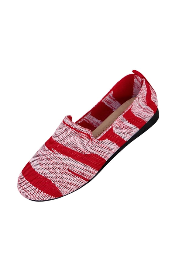 Red Ladies Breathable Round Toe Woven Flats Hollow Flying Spring Summer Beach Casual Fashionable Versatile