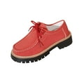 thumbnail image 1 of Red Ladies Casual Shoes With Lace-Up Frosted Round Toe And Thick Heel Mid-Heel Design Suitable For Various Occasions And Comfortable Fit, 1 of 8