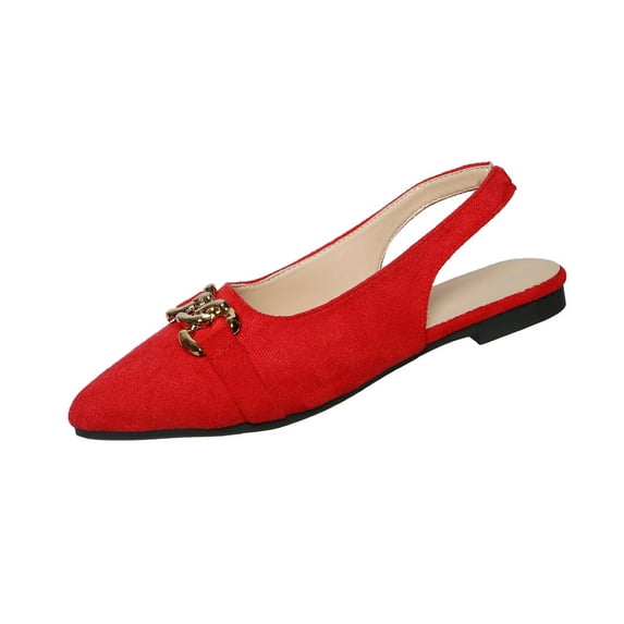 Red Ladies Slip On Pointed Toe Footwear Soft Lining For Comfortable Fit Daily Wear