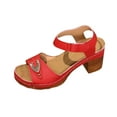 thumbnail image 1 of Red Ladies Summer Casual Open Toe High Heel Thick Sole Sandals For Indoor Comfort, 1 of 9