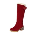 thumbnail image 1 of Red Women'S Round Toe Snow Boots With Belt Buckle Detail Side Zipper Closure Thick Platform Sole Chunky Heel Warm Lined Casual Winter Boots 2.09 Lb, 1 of 6