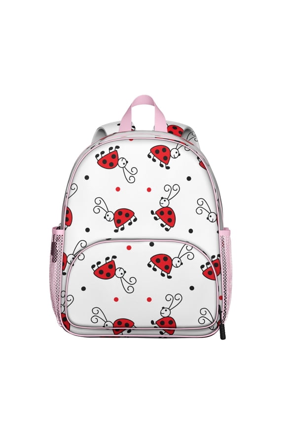 Red Ladybug Student Backpack – Cute Cartoon Ladybird Print With Nature Insect Garden Polka Dot Design