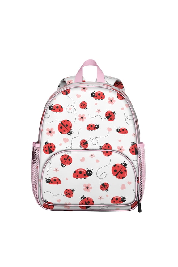 Red Ladybug Student Backpack – Cute Cartoon Ladybird Print With Nature Insect Garden Polka Dot Design