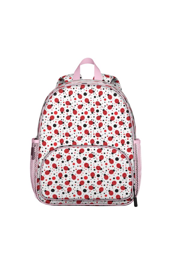 Red Ladybug Student Backpack – Cute Cartoon Ladybird Print With Nature Insect Garden Polka Dot Design