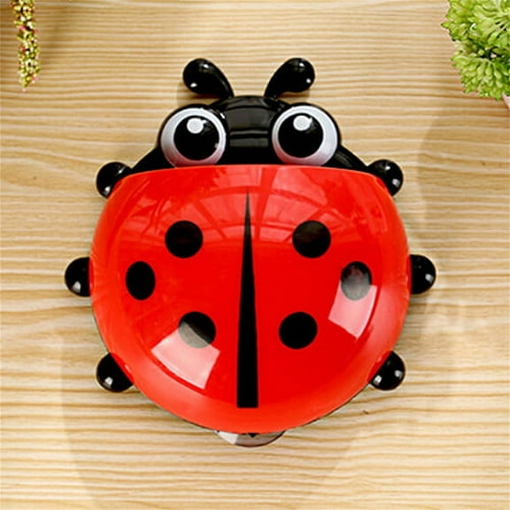Red Ladybug Toothbrush Holder - Cute S Wall Mount Suction Cup Toothpaste and Toothbrush Organizer,No Drill