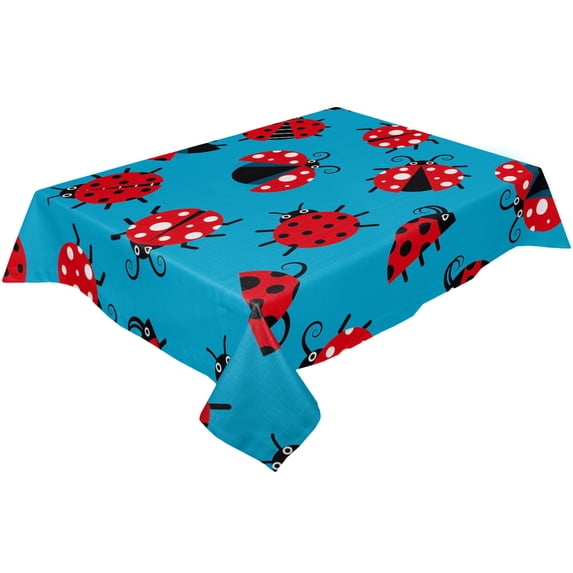 Red Ladybug White Background Tablecloths Waterproof Kitchen Items Coffee Table For living Room Home Decor Dining Table