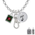 thumbnail image 1 of Red Ladybug in Shadow Box - T - Initial Badge Clip Necklace, 1 of 1