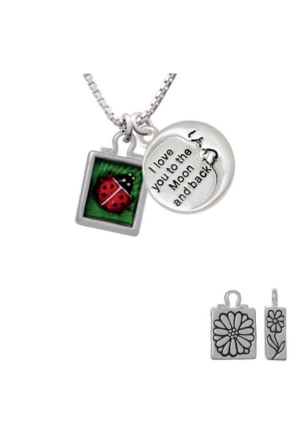 Red Ladybug in Shadow Box To The Moon and Back Necklace, 18"+2"