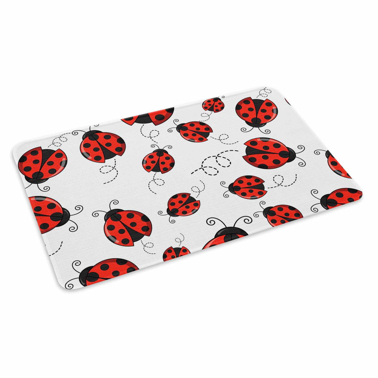 Red Ladybugs Doormat Outdoor Entrance 18"x30", Animal Themed Spring Summer Rustic Absorb Moisture Dirt Door Mats, Non-Slip Rubber Backing Floor Mats Indoor, Low-Profile Front Door Rugs