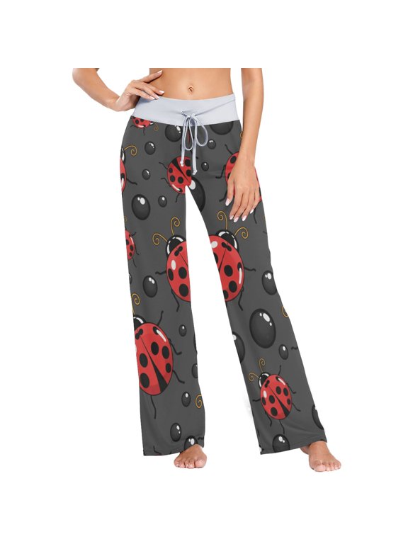 Red Ladybugs Scarab Womens Sleep Pajama Pants Waistband Lounge Sleepwear Pjs Sweatpants Yoga Pants