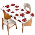 thumbnail image 1 of Red Ladybugs Table Cloths for 3 Foot Rectangle Tables, Animal Themed Spring Summer Rustic Patio Waterproof Elastic Fitted Tablecloths, Washable Rectangular Table Cover for Camping, 1 of 8