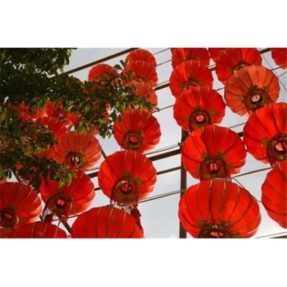 Red Lanterns on Boai Lu Dali Yunnan Province China Poster Print by Walter Bibikow Danitadelimont - 35 x 23 in.