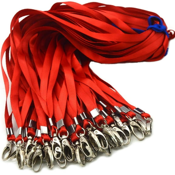 Red Lanyards Bulk Lanyards for Id Badges 50 Pack Each 17.7-Inch Lanyard Clip Woven Badge Lanyard with Clip Swivel Hooks (Red, 50)