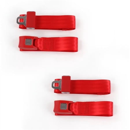 Red Lap Bucket Seat Belt Kit for 1987-1996 Jeep Wrangler Standard 2 Point - 2 Belts