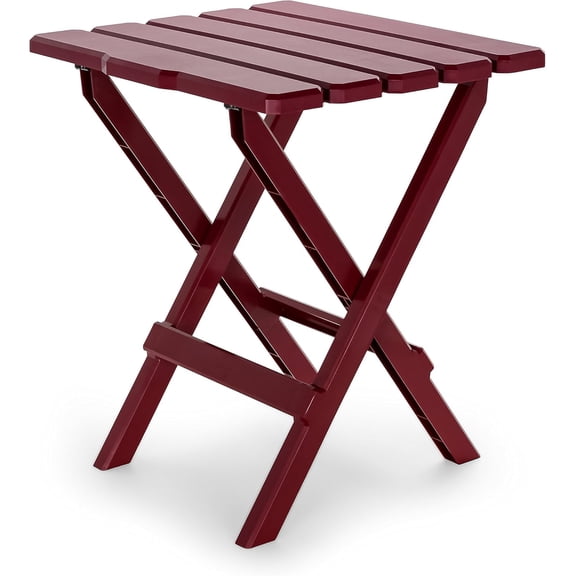 Red Large Adirondack Portable Outdoor Folding Side Table, Perfect for The Beach, Camping, Picnics, Cookouts and More, Weatherproof and Rust Resistant