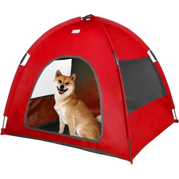 Red, Large Cat & Dog Waterproof Tent House - Washable Indoor/Outdoor Bed, Cave Nest for Small Pets