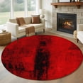 thumbnail image 1 of Red Large Round Rug 8 FT, Non Slip Living Room Area Carpet, Retro Oil Painting Modern Abstract Art Aesthetics Washable Soft Circle Rug Non-Shedding Floor Carpet for Bedroom Office Dining Room, 1 of 9