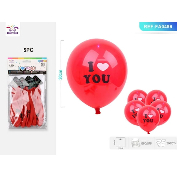 Red Latex Balloon with Light for Decor