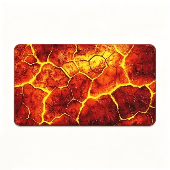 Red Lava Crack Floor Mat Fiery Volcano Style Rug