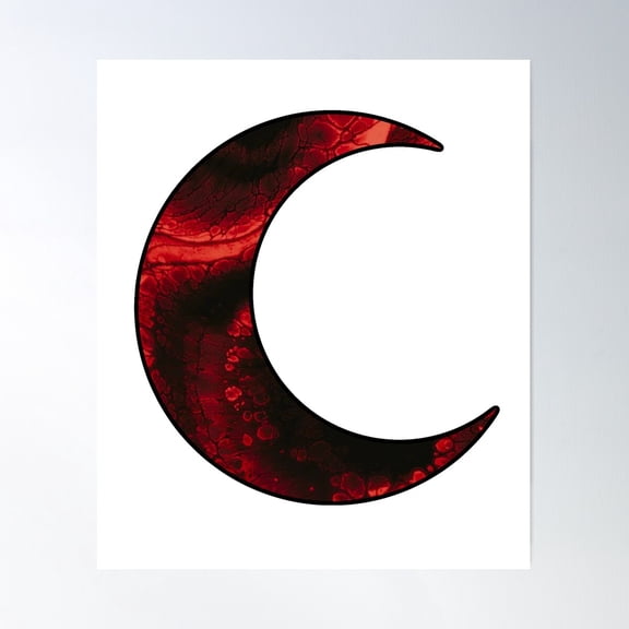 Red Lava Crescent Moon Poster Wall Art, Modern Wall Decor For Living Room Bedroom, 8x12 UNFRAMED