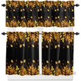 thumbnail image 1 of Red Leaf Kitchen Curtains, Fall Plant Country Vintage Watercolor Black 3-Piece Kitchen Curtain Valance and Tiers Set 24 Inch Length, Rod Pocket Half Window Curtains for Cafe Living Room Bathroom, 1 of 6