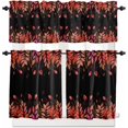 thumbnail image 1 of Red Leaf Kitchen Curtains, Fall Plant Country Vintage Watercolor Black 3-Piece Kitchen Curtain Valance and Tiers Set 36 Inch Length, Rod Pocket Half Window Curtains for Cafe Living Room Bathroom, 1 of 5