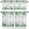 thumbnail image 1 of Red Leaf Kitchen Curtains, Fall Plant Country Vintage Watercolor White 3-Piece Kitchen Curtain Valance and Tiers Set 24 Inch Length, Rod Pocket Half Window Curtains for Cafe Living Room Bathroom, 1 of 6