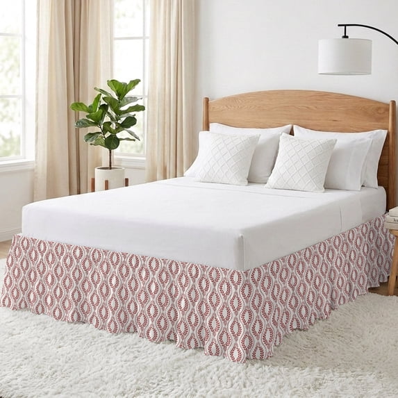 Drop In Frame Red Leaf Wreaths Bed Skirt King Size 16 Inch Drop, Cottagecore Trailing ...