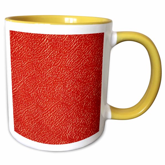 3drose, Red Leather, 11oz Two-tone Yellow Mug